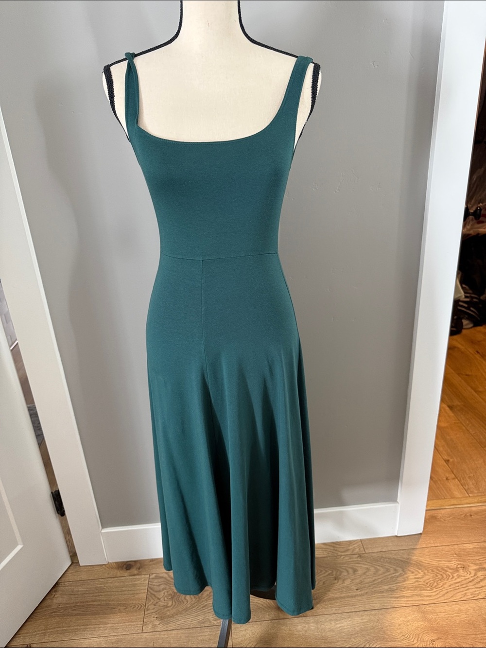 Urban Outfitters Deep Teal Square-Neck Midi Dress